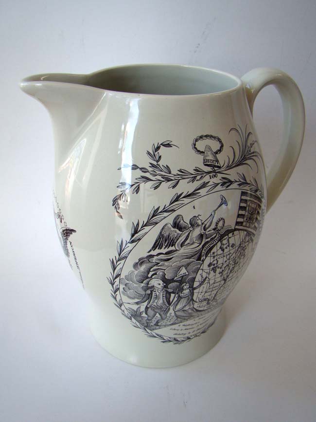 A black transferware Liverpool pitcher made for the Nantucket Historical Association by Mottahedeh — image 3